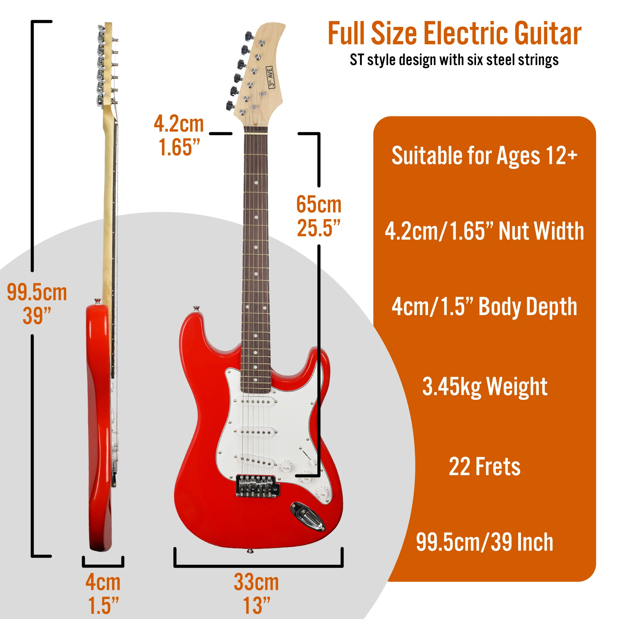 3rd Avenue Full Size Electric Guitar - Image 8